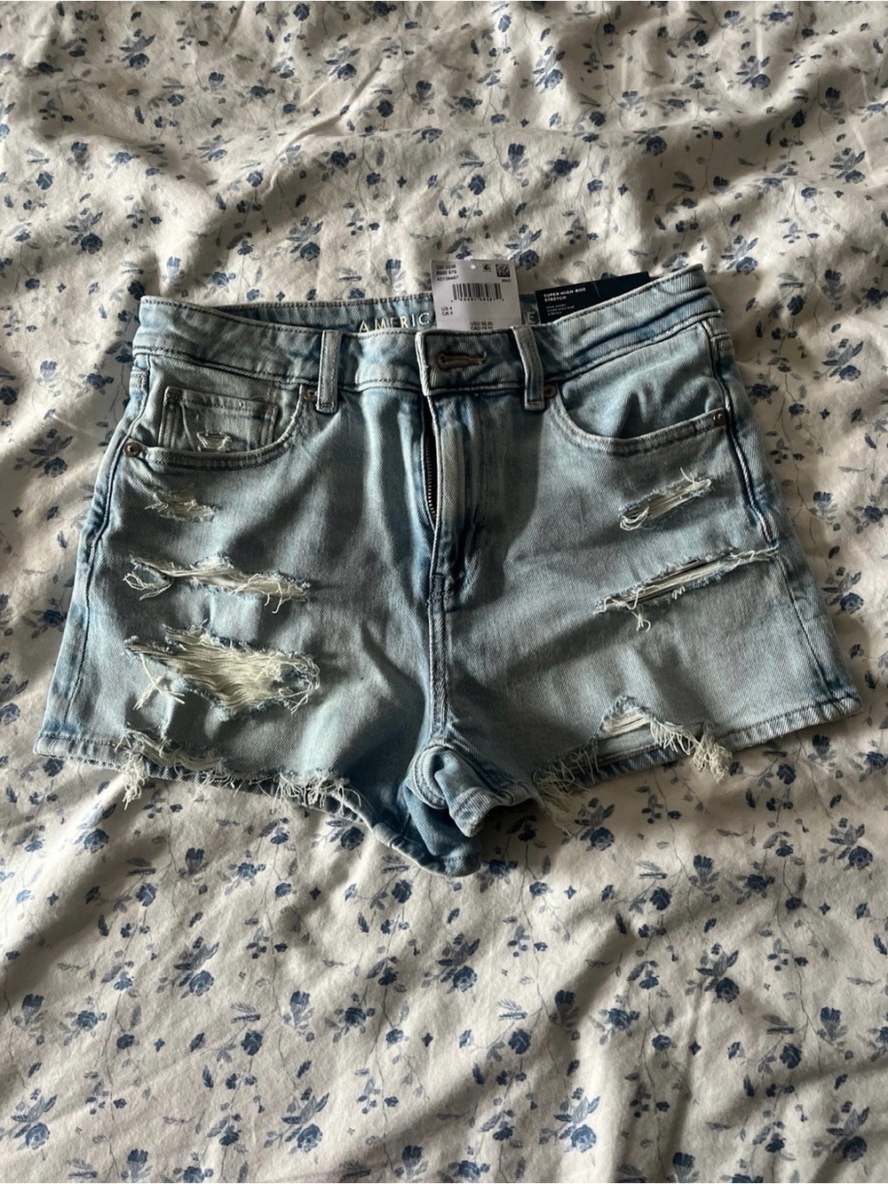 American Eagle Outfitters Light Wash Distressed Denim Shorts